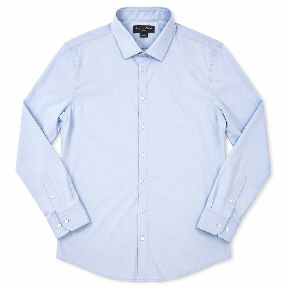 Mizzen+Main Leeward Dress Shirt Light Blue XL Trim Long Sleeve
